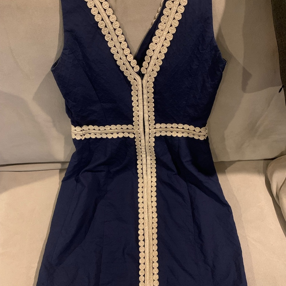 Lilly Pulitzer Navy Dress with Cream Trim